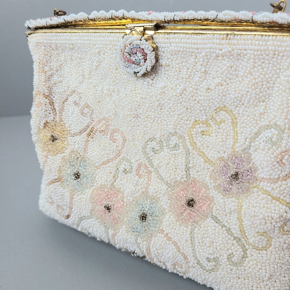 Walborg Made In Belgium Handmade 30s 40s Pastel Beaded Vintage Bag - Picture 9 of 10